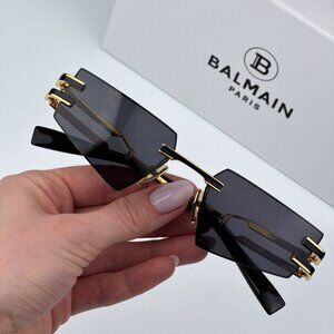 Balmain FIXE BPS-123A-54 Men BRAND NEW Sunglasses Titanium Gold Grey Geometric